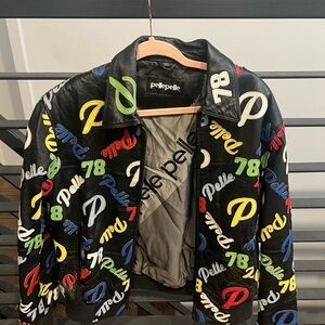 Pelle Pelle Black Multicolor Logo Jacket